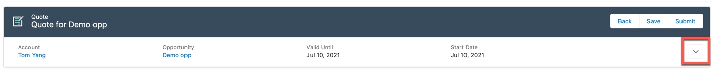 Expand Quote info menu