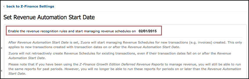 Example of a Revenue Automation Date Set at the Start of the February Accounting Period