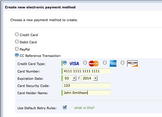 How do I use the credit card reference transaction payment