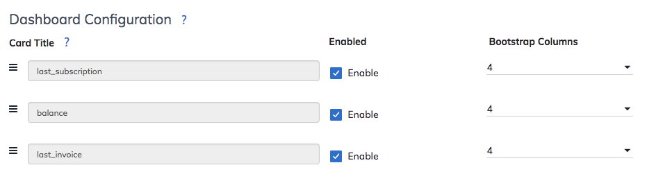 Example card configurations